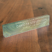 Earthy Emerald Strata | Green und Golden Ink Agate Namensplakette (Seite)