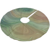 Earthy Emerald Strata | Green und Golden Ink Agate Polyester Weihnachtsbaumdecke (Schrägansicht)