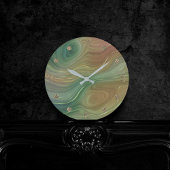 Earthy Emerald Strata | Green und Golden Ink Agate Runde Wanduhr