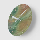 Earthy Emerald Strata | Green und Golden Ink Agate Runde Wanduhr (Winkel)