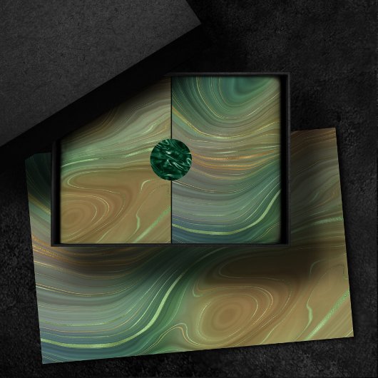 Earthy Emerald Strata | Green und Golden Ink Agate Seidenpapier