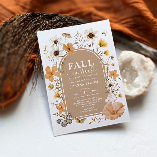 Earthy Fall Wildblume Baby Dusche Einladung