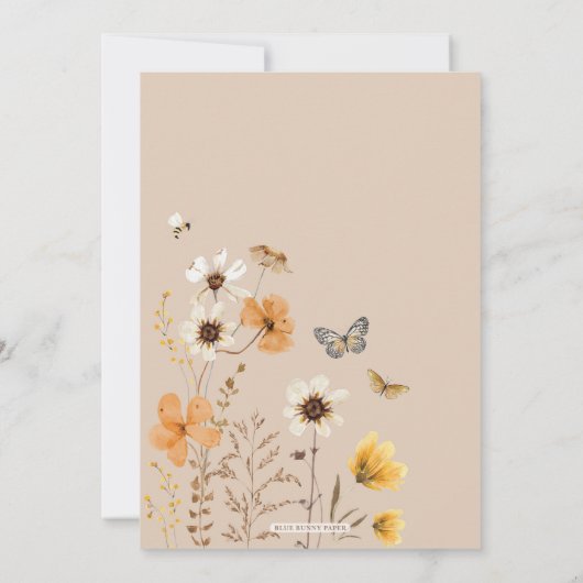 Earthy Fall Wildblume Miss Onederful 1. Einladung (Rückseite)