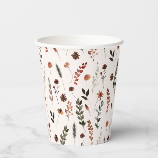 Earthy Fall Wildblume Pattern Pappbecher (Rückseite)