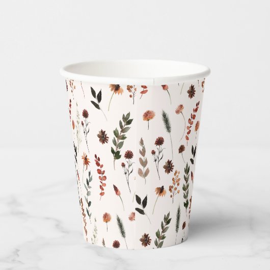 Earthy Fall Wildblume Pattern Pappbecher (Rechts)