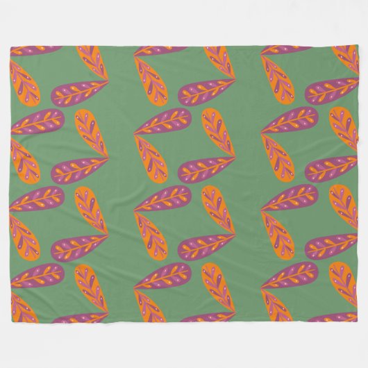 Earthy Feather Pattern Fleecedecke (Vorderseite (Horizontal))
