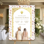 Earthy Floral Anand Karaj Wedding Welcome Sign Poster