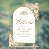 Earthy Floral Arch Muslim Wedding Welcome Acrylschild (Neutral)