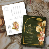 Earthy Floral Arch Palm Sage Green Save The Date Postkarte