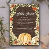 Earthy Floral Barn Wood Pumpkin Brautparty Einladung