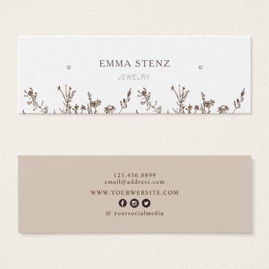 Earthy floral ・ Earring Hoops Stuck Display Card (Vorne & Hinten)