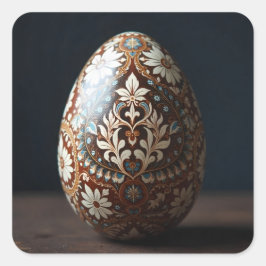 Earthy Floral Easter Egg Quadratischer Aufkleber