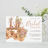 Earthy Floral Garden Boho Pumpkin Brautparty Einladung (Stehend Vorderseite)