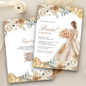 Earthy Floral Gold Lace Gown Dress Brautparty Einladung