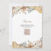 Earthy Floral Gold Lace Gown Dress Brautparty Einladung (Rückseite)