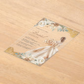 Earthy Floral Gold Lace Gown Dress Bridal Shower Acryleinladungen (Ablage )