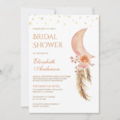 Earthy Floral Pampas Crescent Moon Brautparty Einladung (Vorderseite)