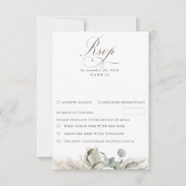 Earthy Floral Pampas Grass Boho Wedding RSVP Karte