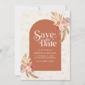 Earthy Floral Pampas Terracotta Wedding Save The Date (Vorderseite)