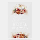 Earthy Floral Pumpkin Brautparty Willkommen Acrylschild (Vorderseite)