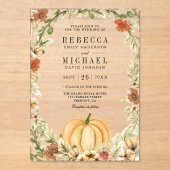 Earthy Floral Pumpkin Terracotta Wedding Acryleinladungen (Vorderseite)
