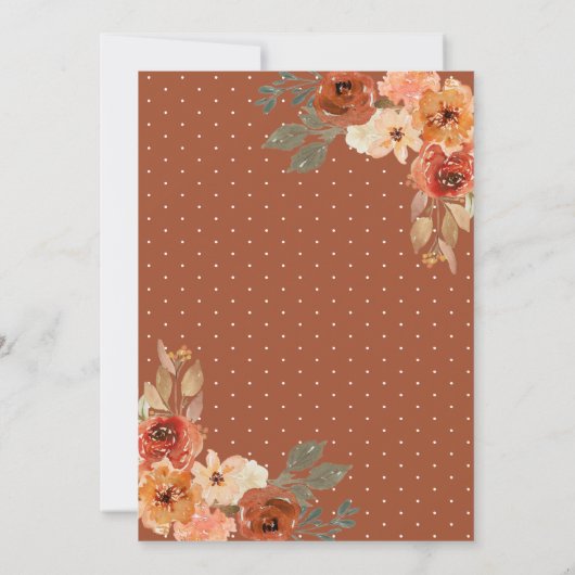 Earthy Floral Terracotta Pumpkin Brautparty Einladung (Rückseite)