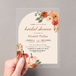 Earthy Floral Terracotta Pumpkin Bridal Shower Acryleinladungen