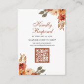 Earthy Floral Terracotta QR Code UAWG Wedding Begleitkarte (Vorderseite)