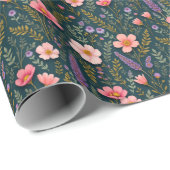 Earthy Floral Wrapping Paper Geschenkpapier (Rolleneckpunkt)