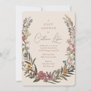 Earthy Floral Wreath Baby Shower Einladung
