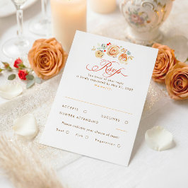 Earthy Flowers Whimsical Elegant Wedding RSVP Card Karte