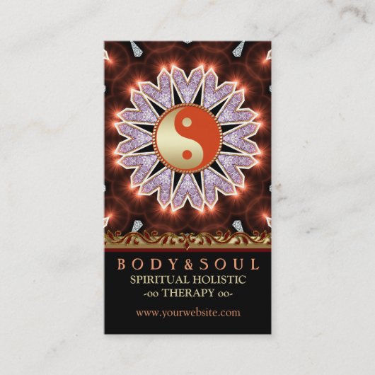 Earthy Fresh Healing YinYang Yoga Business Cards Visitenkarte (Vorderseite)