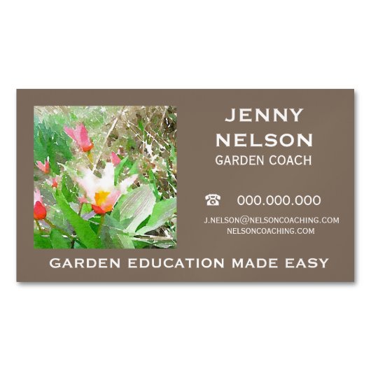 Earthy Garden Coachen Business Card Magnetische Visitenkarte (Vorderseite)