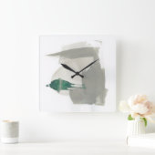 Earthy Gestures - Grey and Green Quadratische Wanduhr (Zuhause)