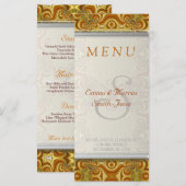 Earthy Gold Retro Bohemisch Vintage Wedding Menu Menükarte (Vorne/Hinten)