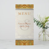 Earthy Gold Retro Bohemisch Vintage Wedding Menu Menükarte (Stehend Vorderseite)