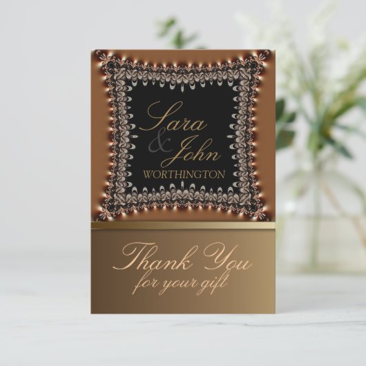 Earthy Gold Vielen Dank Einladung (Stehend Vorderseite)