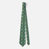 Earthy Green Art Deco Fan Pattern (4) Krawatte (Vorderseite)