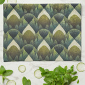 Earthy Green Art Deco Fan Pattern (5) Geschirrtuch (Gefaltet)