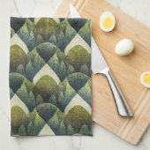 Earthy Green Art Deco Fan Pattern (5) Geschirrtuch (Viertel Falte)