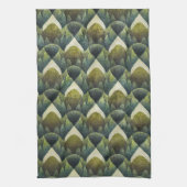 Earthy Green Art Deco Fan Pattern (5) Geschirrtuch (Vertikal)