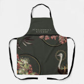 Earthy Green Artistic Floral + Ihr Name Küche Schürze (Vorderseite)
