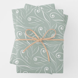 Earthy Green Floral Wirbel Geschenkpapier Set