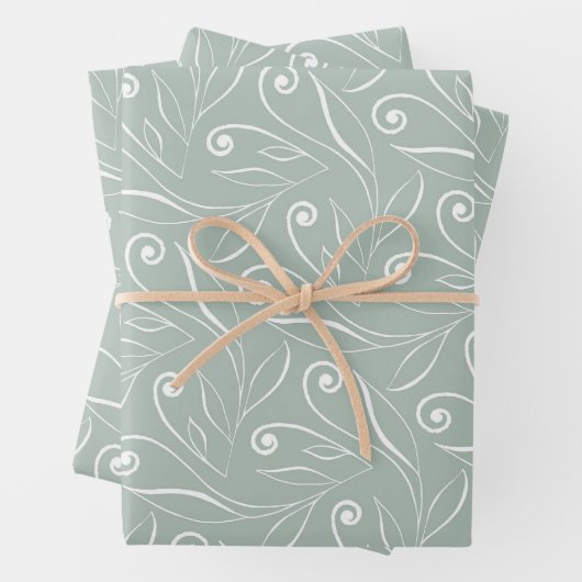 Earthy Green Floral Wirbel Geschenkpapier Set (Beispiel)
