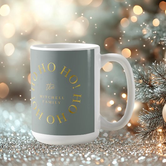 Earthy Green Gold Christmas Ho Ho Ho ID1009 Kaffeetasse