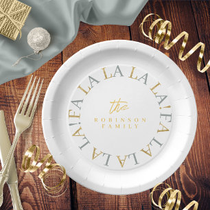 Earthy Green Gold Fa La ID1009 Pappteller