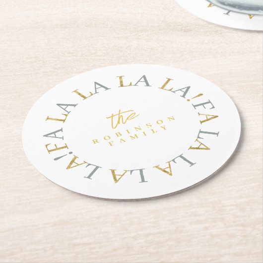 Earthy Green Gold Fa La ID1009 Runder Pappuntersetzer (Angewinkelt)