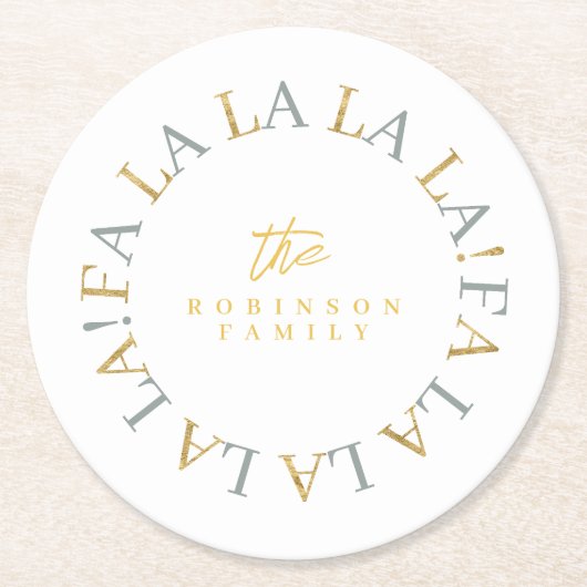 Earthy Green Gold Fa La ID1009 Runder Pappuntersetzer (Vorderseite)