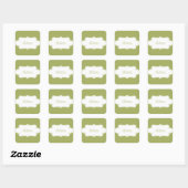 Earthy Green Polka Dots mit Label Quadratischer Aufkleber (Blatt)