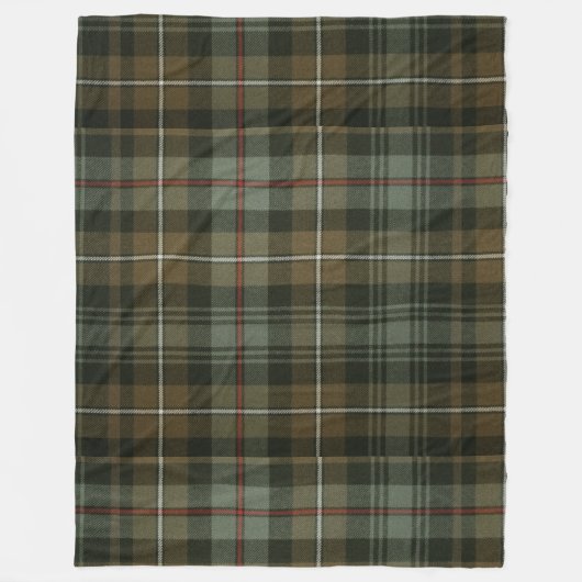 Earthy Green und Brown Tartan Fleecedecke (Vorderseite)